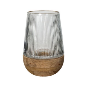 Portavela Arbre Vidrio y Madera de Mango Natural