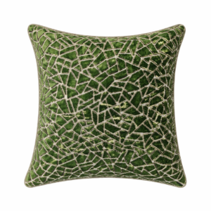 Cojin de Plumas Interior Verde con Figuras Geometricas y Marron